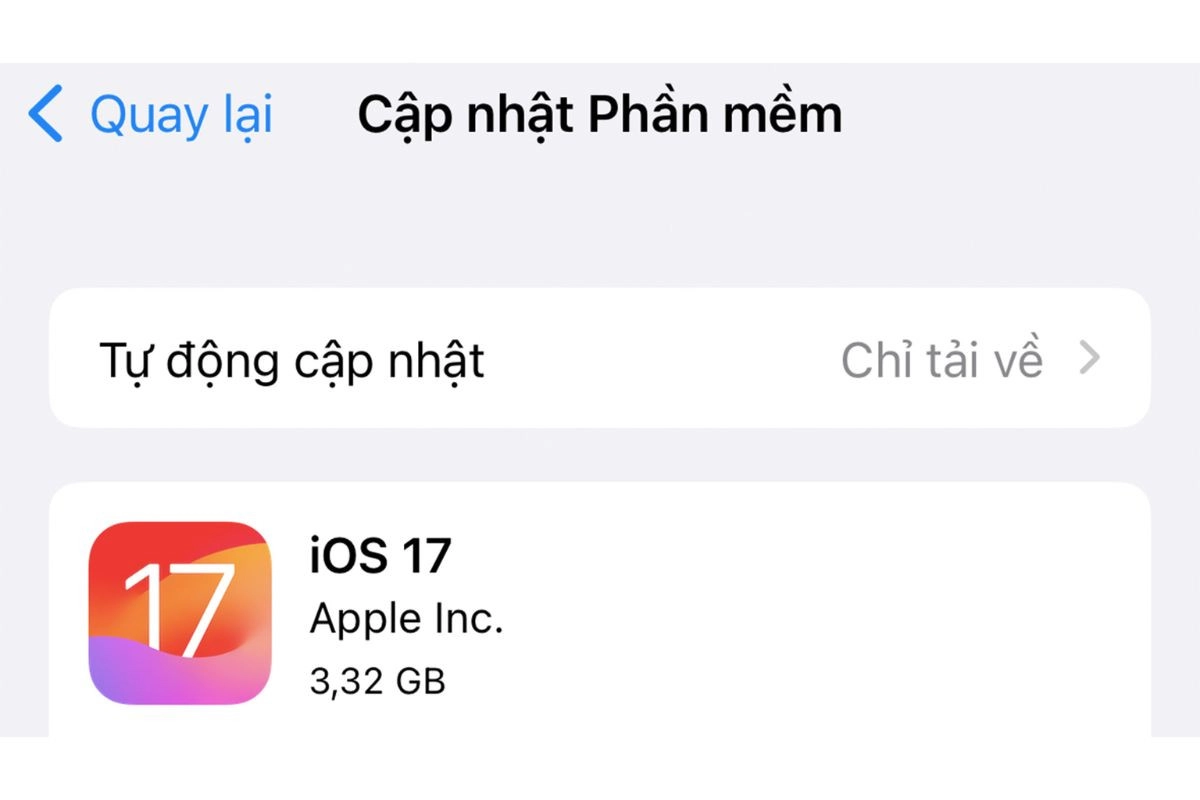 Cập nhật lên iOS 17