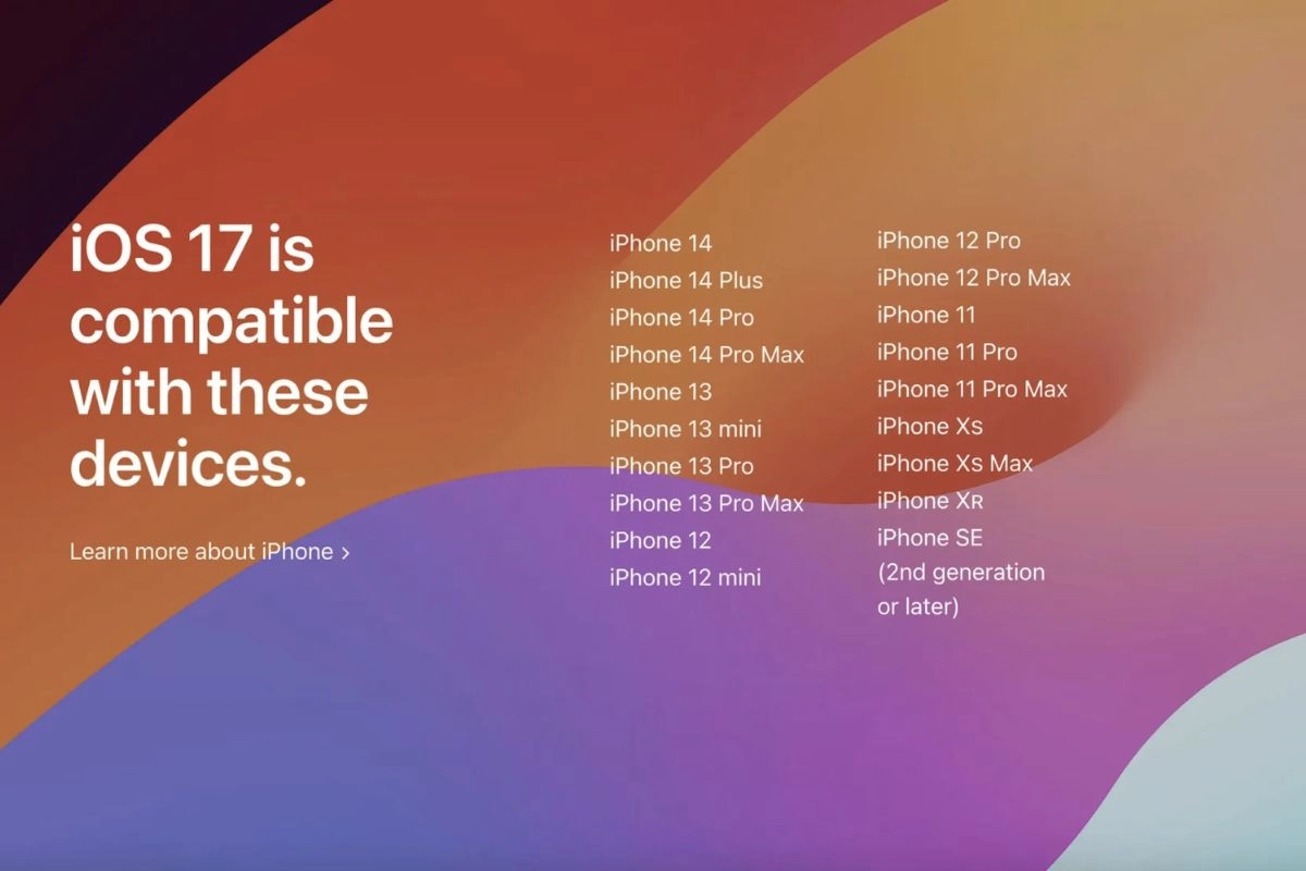 Các thiết bị được hỗ trợ nâng cấp iOS 17