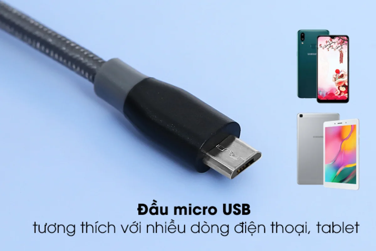 Tương thích hầu hết các thiết bị di động sử dụng cổng Micro USB